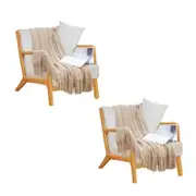 SOGA 2X Beige Diamond Pattern Knitted Throw Blanket