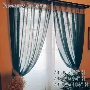 Peacock Blue Tulle Linen Curtains Light Filtering Balcony Drape Hooks Top