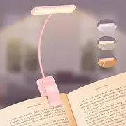 19 LED Book Light, Reading Light Book Lamp for Reading at Night with Memory Function, 3 Eye-Protecting Modes -Stepless Dimming, Long Battery Life, 360° Flexible Lamp for Bed,Tablet-Pink