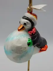 1996 Christopher Radko Penguin With Snowball "Snow Biz" 98-155-0 Ornament J3-9