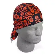 Black Red Henry Skulls Doo Rag Headwrap Biker Skull Cap Flydanna Free Shipping