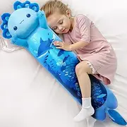 Long Cat Plush, Cute Blue Axolotl Stuffed Animals Soft Plushies, Kitten Kawaii Kids Plush Sleeping Throw Pillow Doll Plush Toys for Girls (20 Inch)