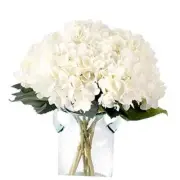 6pcs Fake Flowers Artificial Silk Hydrangea Flowers Bouquets Faux White