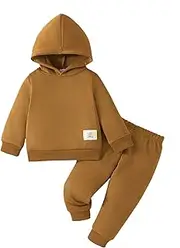 [Hilinker] Infant Toddler Baby Girl Long Sleeve Outfits Hoodie Sweatshirt and Pants Set Fall Winter