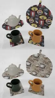 Coffee Theme Tea Pot Cozy & Coaster Set