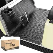 Club Car DS Floor Mat Full Coverage Liner Mats Replacement Non-Slip Heavy-Duty 6mm Rubber Design, Easy to Clean, Fits Club Car DS 1982-2013 / Villager 1982-2018 (Black)