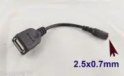 USB 2.0 A Female To 2.5x0.7mm Female DC Tip Power Adapter Converter Cord Cable