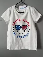 Carter's Kids Girls United States of Awesome 100% Cotton T-Shirt White Sz 5