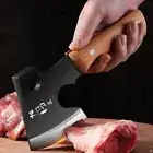 Carbon Steel Bone Chopping Knife Kitchen Beef Sheep Butcher Cleaver Wood Handle