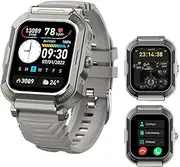XIULIUU 1.85" Smart Watches for Men with Bluetooth Call (Answer/Make Call),New Fitness Tracker, IP68 Waterproof Military Smart Watches with Heart Rate, Blood Oxygen and Sleep Monitor (Grey)