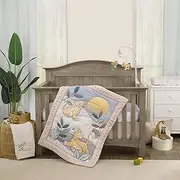 Disney Lion King Leader of The Pack Grey, Sage, Ivory & Yellow 3Piece Nursery Crib Bedding Set - Comforter, Fitted Crib Sheet, & Crib Skirt, Grey, Sage, Ivory, Yellow
