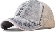 [HAMKVBPR] Baseball Cap Unisex Baseball Cap Baseball Cap Classic Tie Ponytail Baseball Cap Outdoor Sports Hat(Grey Denim)