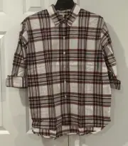 Barbour Bethwin Cloud Check Plaid Button Front Shirt Red Black White Size 6 NWT