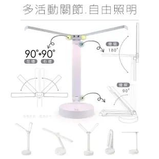 【aibo】雙頭多角度 充電式智能觸控 LED摺疊檯燈(三段色溫)