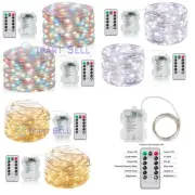 5M 10M LED Battery Micro Rice Wire Copper with Remoter Fairy String Lights Party