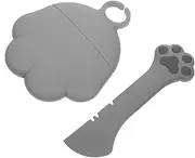HANABASS 1Set Cat Food Can Lids with Feeding Spoon Kit Grey Keeps Pet Food Fresh for Cans Feeding Accessories for Cats and Dogs
