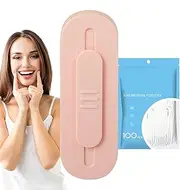 Refillable Floss Case, Automatic Floss Stick Organizer, Floss Holder Reusable, Floss Pick Dispenser, 110 Floss Picks, Two-Way Use For Cleaning Teeth