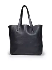 Black Leather Medium Tote Bag