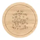We Go Together Like Milk & Cookies Round Chopping Cheese Board Joke Valentines