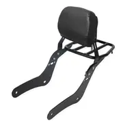 Rear Passenger Sissy Bar Backrest with Luggage Rack for Black As Shown