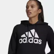 NEW Women's Adidas Essentials Black Logo Fleece Hoodie Size L MSRP $50.00