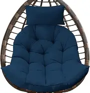 Hanging Egg Chair Hammock Swing with Stand Bedroom Balcony Indoor Outdoor Rattan Hanging Chair (Blue 105X90cm)