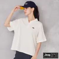 在飛比找Yahoo奇摩購物中心優惠-JEEP 女裝 休閒寬版短袖POLO衫-白色