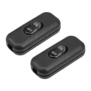 Inline Cord Switch On-Off DPST Lamp Light Rocker Switch AC 250V 6A Black 2pcs