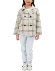 [Belle & Bloom] Adore You Wool Blend Pea Coat in Cream Check