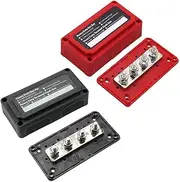 MAX COOL 4 Post Power Distribution Block 300A Bus Bar Heavy Duty Module Design Bus Bar Box 48V M8 M10 Terminal Studs Battery Junction Block for Battery Marine RV Truck (M10 Bus Bar Box, Red+Black)