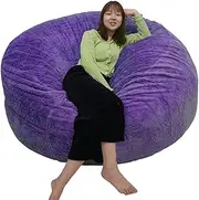 Giant Bean Sack Cover (No Filler) Fuzzy Fluffy Bean Bag Sack Chair Cover Memory Foam Bean Sack Cover Beanless Bag Chair Furniture Blanket Pillowcase Bed Sofa (Color : Purple, Size : 59Hx26D)