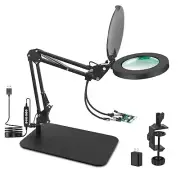 Magnifying Glass with Light, 3-in-1 Magnifying Desk Lamp 10X LED Magnifying L...