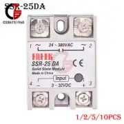 1/2/5/10PCS SSR-25DA Solid State Relay Module 25A 250V DC 3-32V To AC 24-380V