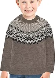 EviKoo Children's Knit Pullover Sweater,Retro Boys Round-Neck Pullover Sweaters Kids | Stripe and Geometry Pattern Knit Pullover Sweaters for Girls and Boys in Fall Winter