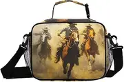 Cowboy Desert Brown Insulated Lunch Box for Women Men - Ideal for Work, Picnics - Includes Adjustable Shoulder Strap