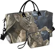 [ZRYSMY] Alien Pharaoh Face Duffel Bag for Traveling, Travel Bag Gym Bag, with Multiple Interior Pockets Shoulder Weekender Bag for Women Men with Toiletry Bag 20.5L x 1.9W x 13.8H, Multi-Colored, one