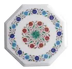 12" Marble Sofa Side Table Top Turquoise Stone Inlay Coffee Table Cafeteria Deco