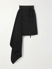 [ANN DEMEULEMEESTER] ANN DEMEULEMEESTER - Draped Wool Midi Wrap Skirt - Black - IT38 IT 38 Black