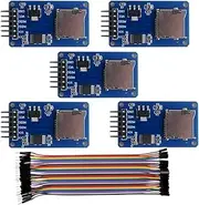Micro SD Card Module Mini TF Card Adapter Reader Module and Write Module with SPI Interface Driver Module + 40pcs Female to Male Dupont Cable Line for Arduino (Pack of 5pcs with Cables)