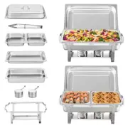 8 Qt. Stainless Steel Chafer Chafing Dish Buffet Set with 2-Full and 4-Half Size