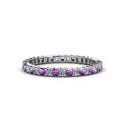 TriJewels Amethyst & Diamond Eternity Ring Stackable 1 5/8 ctw 14K Gold JP:33634