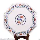 12" Marble Corner Side Table Top Inlay Art For Home Decor And Garden