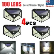 4PCS 100 Led Solar Sensor Light Motion Detection Security Outdoor Garden Lamp