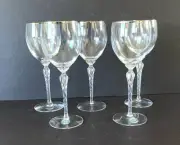 Lenox Madison Platinum Rim Wine Glasses 8 1/2” Set of 5 Spiral Twist Stem New
