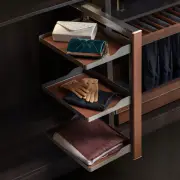 HIGOLD B Series Slide Out Wardrobe Storage Baskets - 3-Tier - Right Side Mount - Natural Finish