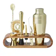 Davis & Waddell 9Pcs Cocktail Shaker Set Mixer with Wood Stand Bartender Kit