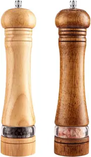 2PCS Premium Salt & Pepper Grinder Set, 8 Wood Mills, Adjustable Ceramic Core - Pack of 2