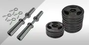 33kg - 50cm Olympic Dumbell Bar Weight Set - Cast Iron Triple Handle Grip Plate