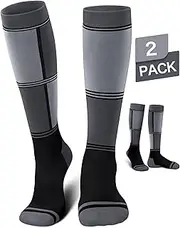 [Reamphy] 2 Pairs Ski Socks for Men Women - Warm Thermal Over-the-Calf Long Snow Socks for Snowboarding, Hiking, Hunting