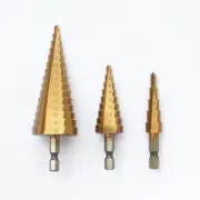3pcs/set Straight HSS Steel Step Core Drill Titanium Bit 4-32mm 4-20mm 4-12mm